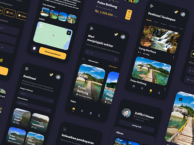 Jagoan Trip App Design - Dark Mode appdesign branding landingpage mobile ui ui design uidesign uiux ux uxdesign