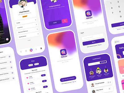 Qwizy - Live Game Show App app appdesign branding design gameshow live mobile mobileapp productdesign ui uidesign userinterface