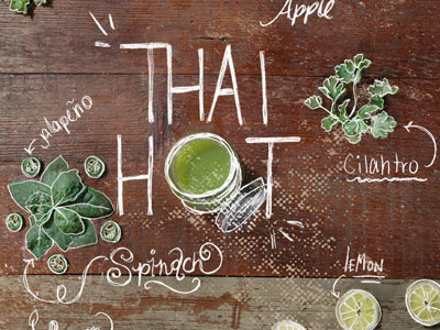 Thai Hot - Typographic Infographic Close Up design graphic design hand drawn infographic juice menu organic type typography