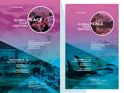 Global Peace Film Festival Posters art direction brand branding design film festival graphic design layout logo look and feel photo manipulation poster typography