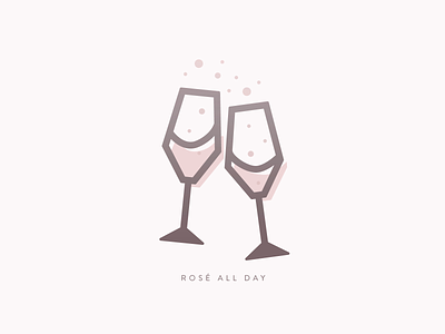 Rosé All Day brand cocktail color palette design drink graphic design icon iconography illo illustraion wine glass