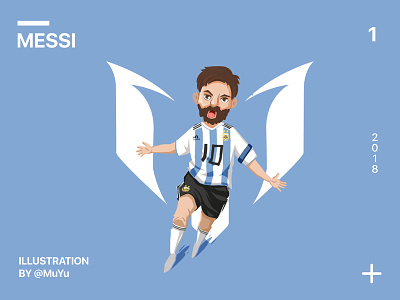 Messi-character branding illustration