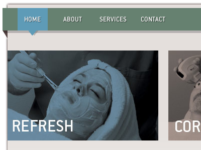 Medspa Website blue green navigation webdesign