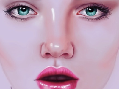 Green eyes design digital painting illustration