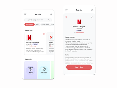 Dribbble - job search app app interactiondesign job prototype ui ux ux design