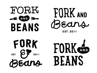 F&B Logo Explorations branding foodie fork and beans hand drawn handmade identity lettering logo logotype process script typography