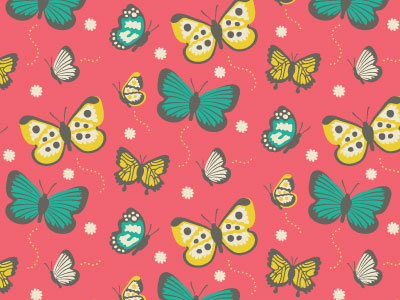 Butterflies! butterflies fabric handmade illustration pattern playful retro spring summer textile vector