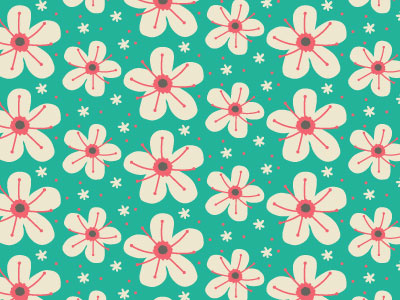 Cherry blossoms! fabric floral flowers handmade illustration pattern playful retro spring summer textile vector