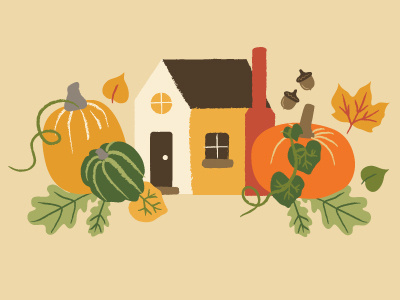 fall harvest cottage digital illustration fabric fall harvest illustration product design pumpkins textile texture vector