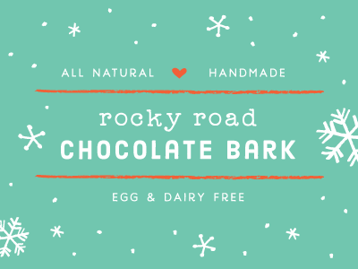 chocolate bark labels - teal chocolate design hand drawn handmade holiday illustration packaging pen and ink snowflake type typography vector