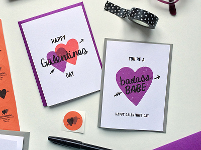 Happy Galentines Day, ladies! cards design hand drawn handmade hearts holiday illustration lettering personal work print stationery typography