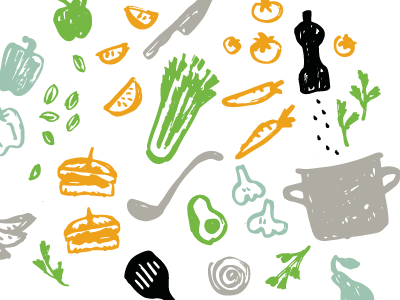 Foodie pattern branding doodles fettle vegan food foodie hand drawn icons illustration pattern pen and ink texture veggies