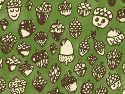 Acorn pattern acorns doodles drawing hand drawn handmade icons line art nature pattern pen and ink surface design