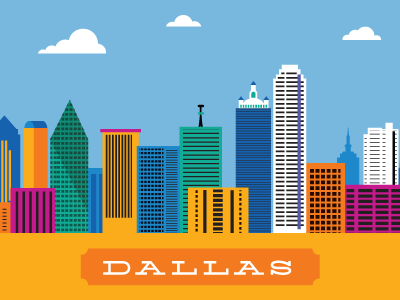 Dallas Skyline city cityscape dallas digital illustration icon icons illustration infographic skyline texas typography vector