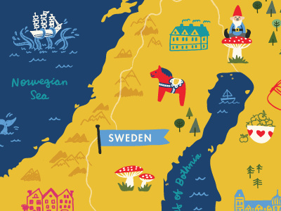 Scandinavian map wip design digital illustration editorial hand drawn hand lettering handmade icons illustrated map illustration lettering map scandinavia