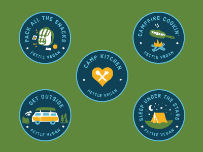 Plant-Based Adventure badges adventure badges branding camp fettle vegan foodie hand made icons illustration plant based typography vegan