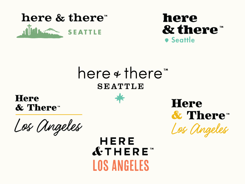 Here&There Logo Concepts design los angeles seattle icon travel concepts typography logotype identity logo branding