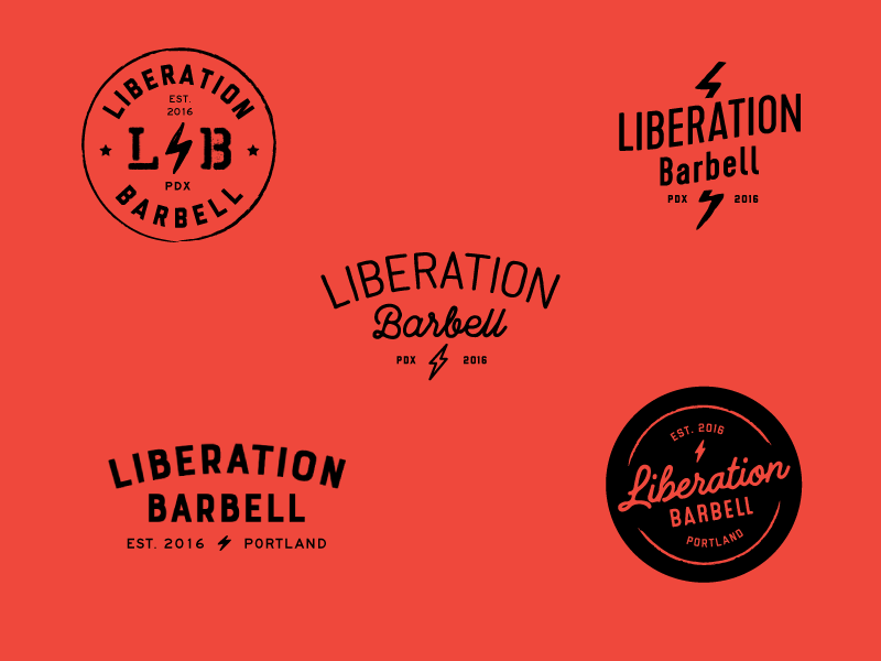 Liberation Barbell unused logo concepts lettering script type liberation fitness logotype logo branding typography