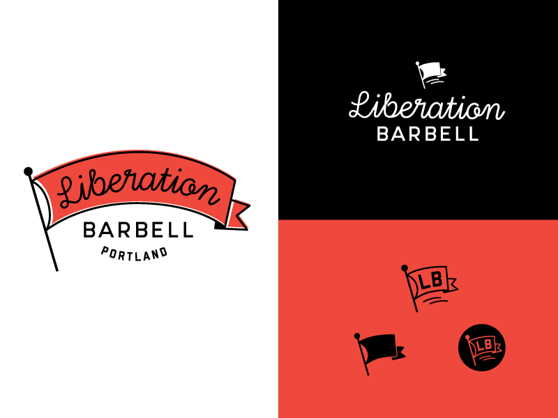 Liberation Barbell logo lettering script type liberation fitness logotype logo branding typography