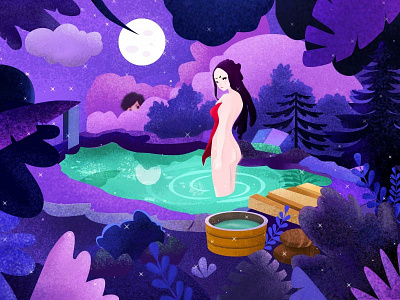 PEEPING hot spring moonlight naked night take a shower