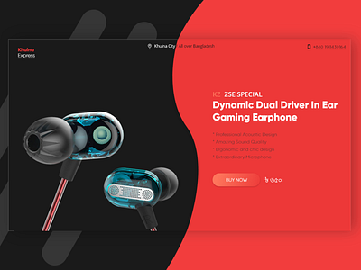 KZ ZSE Special Dual Driver In Ear Gaming Earphone - Landing Page app branding design earphones flat landing page product ui web website