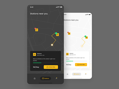 Daily UI Challenge #029 - Map 029 bike citybike dailyui darkui location map mobile uidesign