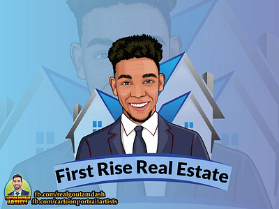 Real estate cartoon/mascot logo background cartoon design drawing gradient illustration logo mascot portrait vector