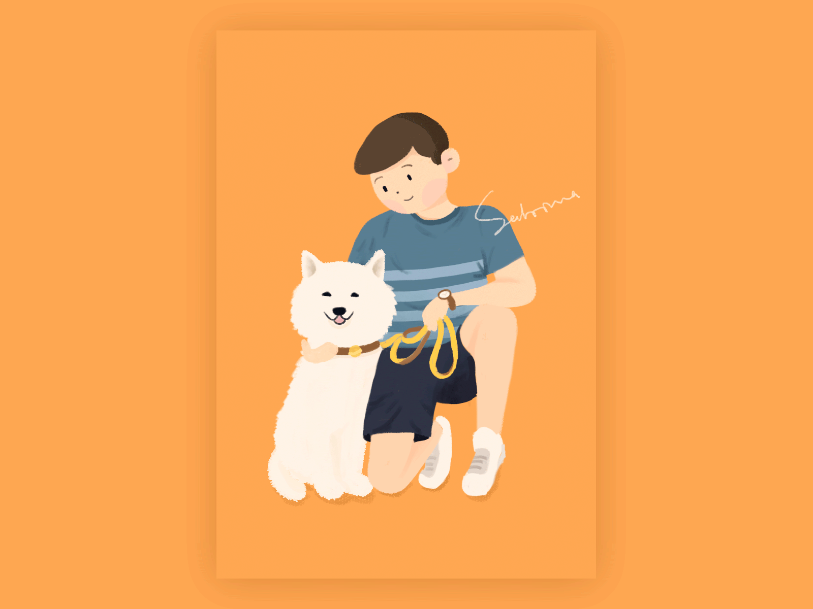 Boy animal boy dog illustration
