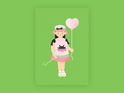 girl ballon child girl illustration