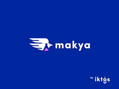 Makya logo branding chemist chemistry eagle erlenmeyer flat icon illustration logo