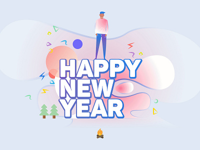 Happy New Year! artwork colors geometric happy new year holidays illustration lines midnight new year shapes ui ux vacation vector