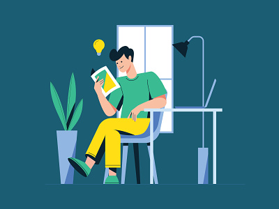 Man Reading a Book Illustration ai download eps free freebie illustration vector