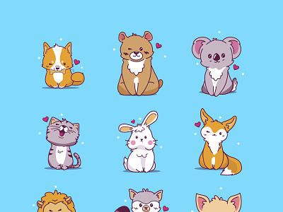 Cute Animal Icons ai download free freebie illustration psd vector