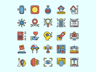 25 Artificial Intelligence Icon Set ai ai vector artificial artificial icon artificial vector download free freebie icon design icons download icons pack icons set illustration illustrator logo logo design symbol vector design vector download vector icon