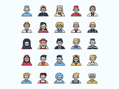 Employee With Medical Mask Icon Set ai ai vector employee employee icon employee vector icon design icons download icons pack icons set illustration illustrator logo logo design medical medical mask symbol vector design vector download vector icon