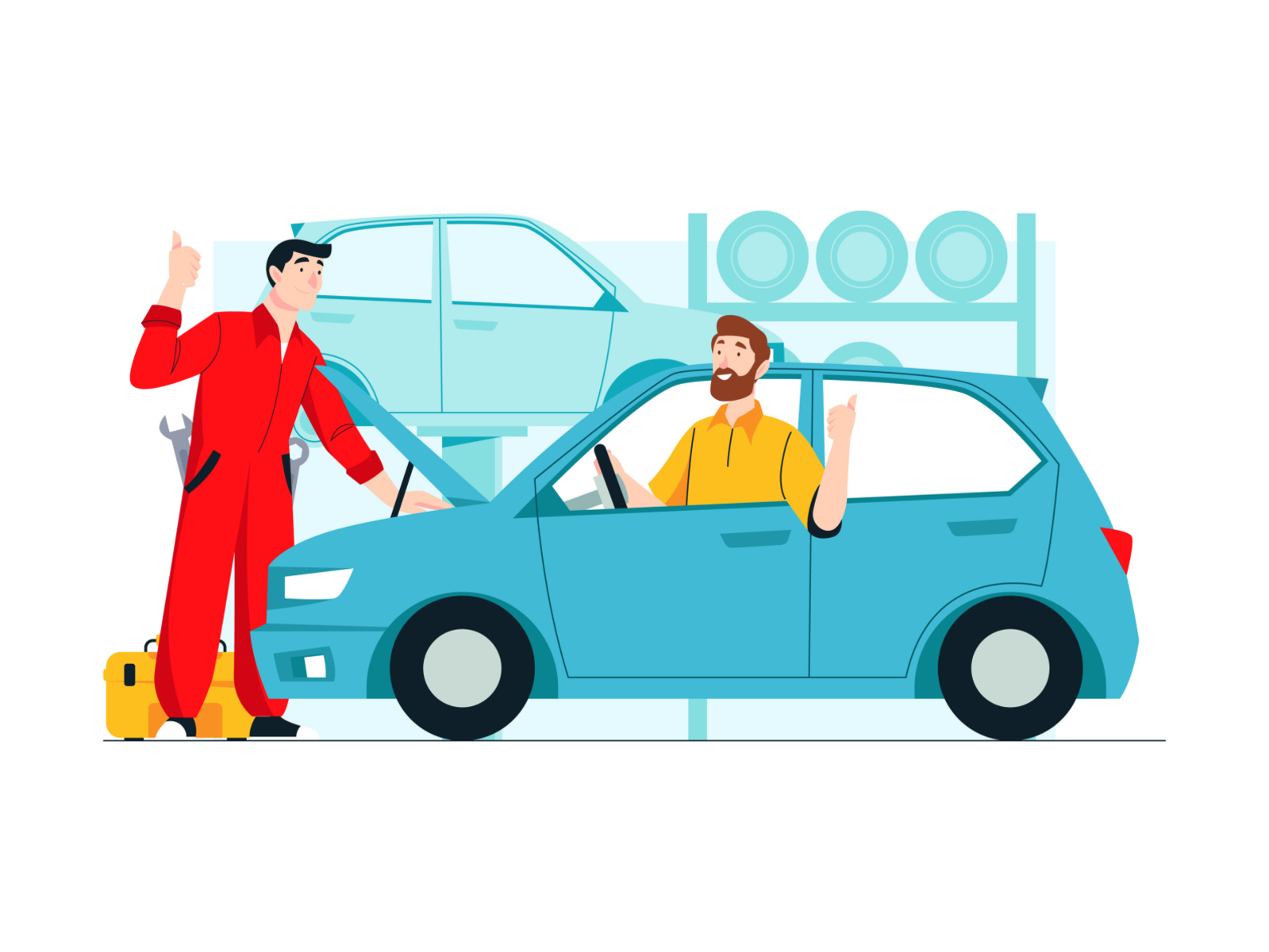 Car Fixing Illustration by Unblast on Dribbble