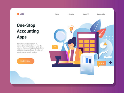 Accounting Apps Landing Page Illustration accounting app accounting illustration cartoon cartooning character character design freebie illustration illustrator vector vector design vector download vector illustration