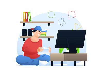 Playing Game Illustration cartoon cartooning character character design freebie gaming gaming illustration illustration illustrator vector vector design vector download vector illustration