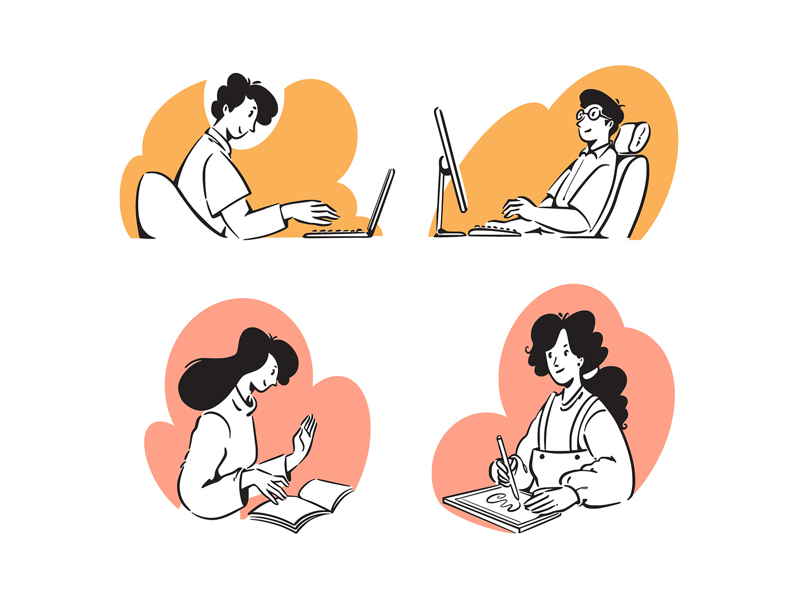 People Studying Doodle by Unblast on Dribbble