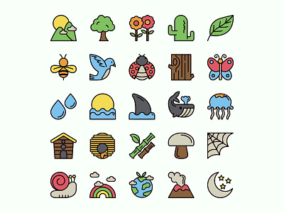 25 Nature Icons Set ai ai design ai download ai vector icon design icons download icons pack icons set illustration illustrator logo logo design nature nature icon nature vector symbol vector design vector download vector icon