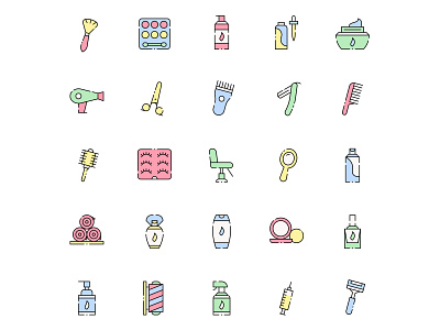 Beauty Salon Icon Set ai ai design ai download ai vector beauty icon beauty salon beauty vector icon design icons download icons pack icons set illustration illustrator logo logo design symbol vector design vector download vector icon