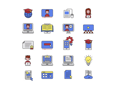 Digital Learning Icons ai ai design ai download ai vector digital learning freebie icon design icons download icons pack icons set illustration illustrator learning icon learning vector logo logo design symbol vector design vector download vector icon