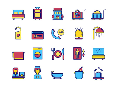 Hotel Icons Set ai ai design ai download ai vector freebie hotel hotel icon hotel vector icon design icons download icons pack icons set illustration illustrator logo logo design symbol vector design vector download vector icon