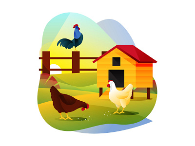 Chicken Farm Illustration cartoon cartooning chicken farm farm illustration freebie illustration illustrator pattern pattern design vector vector design vector download vector illustration