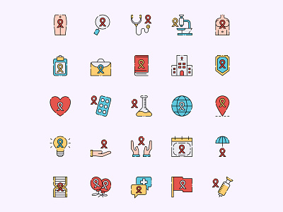 Women Cancer Awarness Icon Set