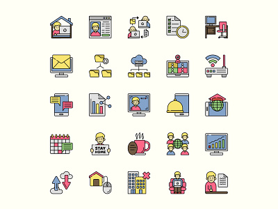 Work at Home Icon Set