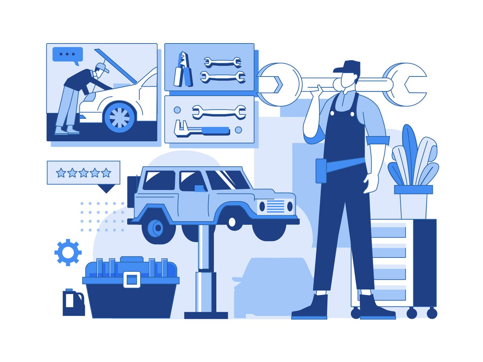 Mechanic Illustration by Unblast on Dribbble