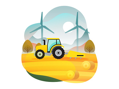 Tractor in Land cartoon cartooning character character design freebie illustration illustrator tractor tractor illustration vector vector design vector download vector illustration