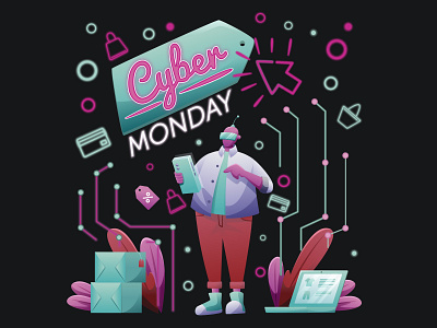 Cyber Monday Greetings Illustration cartoon cartooning character character design cyber monday cyber monday illustration freebie illustration illustrator vector vector design vector download vector illustration