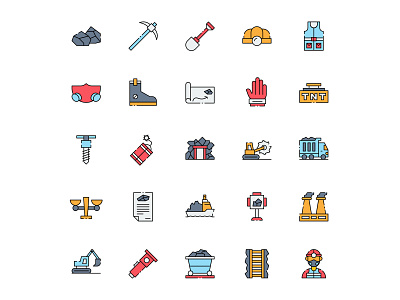 Coal Miner Icon Set ai ai design ai download ai vector coal miner coal miner icon coal miner vector freebie icon design icons download icons pack icons set illustration illustrator logo logo design symbol vector design vector download vector icon